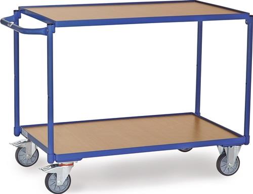 Tischwagen 2 Ladeflächen L1200xB800mm brillantblau Trgf.300kg Bügel waagerecht || VE = 1 ST