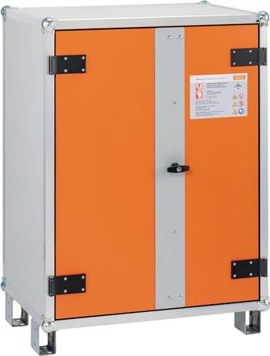 Sicherh.-Schrank H1110xB800xT660mm grau/orange m.Füßen Lagerschrank CEMO || VE = 1 ST