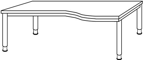 Schreibtisch Sero H685-810xB1800xT800mm Ahorndekor ger.Form 4-Fuß-Gestell || VE = 1 ST