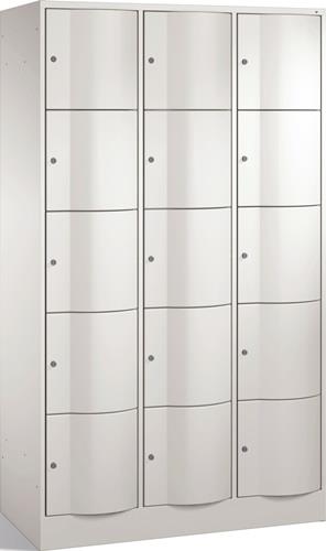 Fächerschrank Stahlbl.lichtgrau/lichtgrau H1950xB1150xT540mm 3x5 Abt. || VE = 1 ST