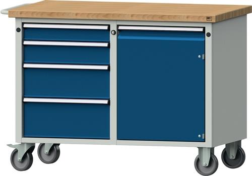 Werkstattwagen H850xB1140xT650mm grau/enzianblau 1x90/120/180/210,1 Tür 600mm || VE = 1 ST