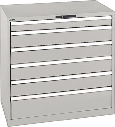 Schubladenschrank H1000xB1023xT725mm grau 1x100,4x150,1x200mm Vollauszug,KeyLock || VE = 1 ST