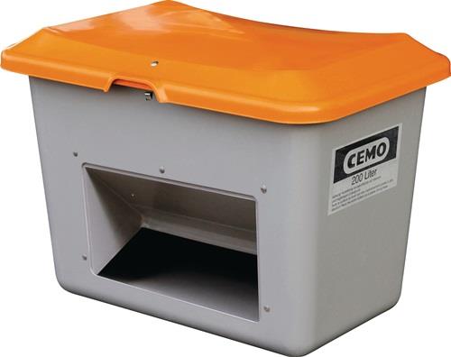 Streugutbehälter L890xB600xH640mm 200l GFK grau/orange m.Entnahmeöffnung || VE = 1 ST