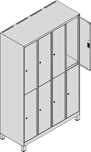 Garderobenschrank m.Füßen H1950xB1200xT500mm Farbwahl 4x2 Abt.C+P || VE = 1 ST