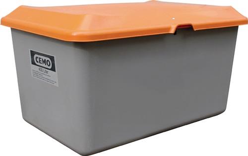 Streugutbehälter L1210xB820xH670mm 400l GFK grau/orange o.Entnahmeöffnung CEMO || VE = 1 ST