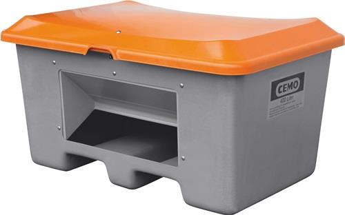 Streugutbehälter L1210xB820xH680mm 400l GFK grau/orange m.Entnahmeönffnung || VE = 1 ST